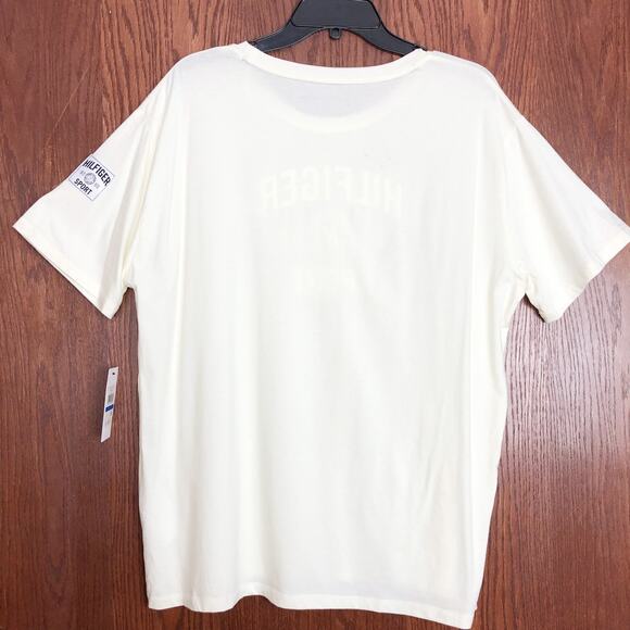 TOMMY HILFIGER SPORT Womens Varsity Graphic T-Shirt XL White Boyfriend Fit NWT - Picture 7 of 12
